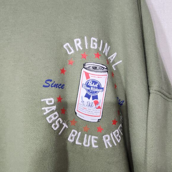 Pabst blue ribbon beer men's medium green sweatshirt - Picture 3 of 6